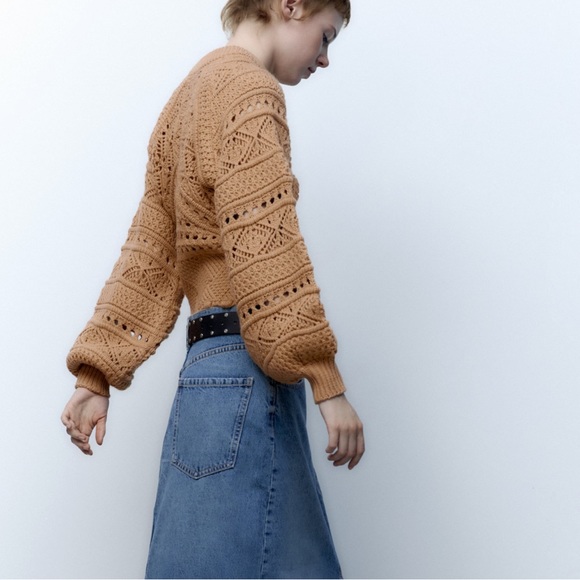 Zara open knit chunky textured knit sweater - Picture 5 of 13